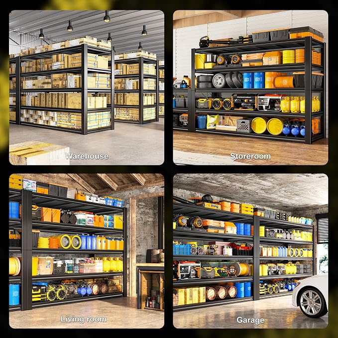 REIBII 48.2" W Garage Shelving, Metal Shelving 3000LBS, Storage Shelves - Image 7