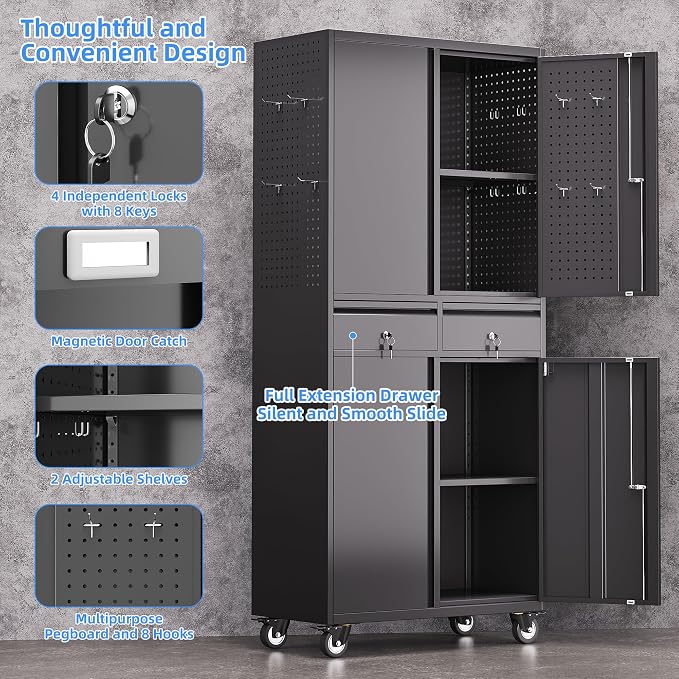 71''H Metal Garage Storage Cabinet - Image 4