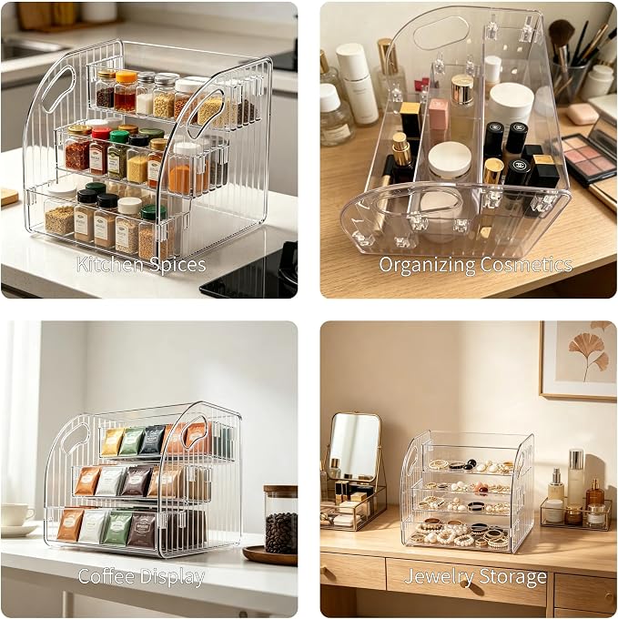 3-Tier Wide Acrylic Display Stand Transparent Acrylic Display Shelf Organizer - Image 5