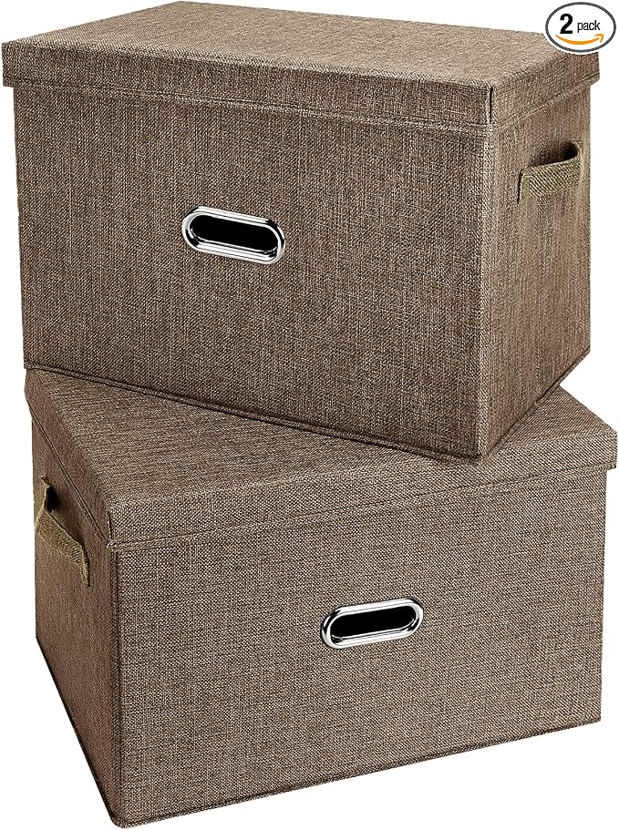 Large Linen Fabric Foldable Storage Bins by Unknown