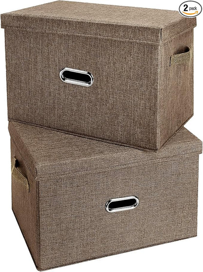 Large Linen Fabric Foldable Storage Bins by Unknown