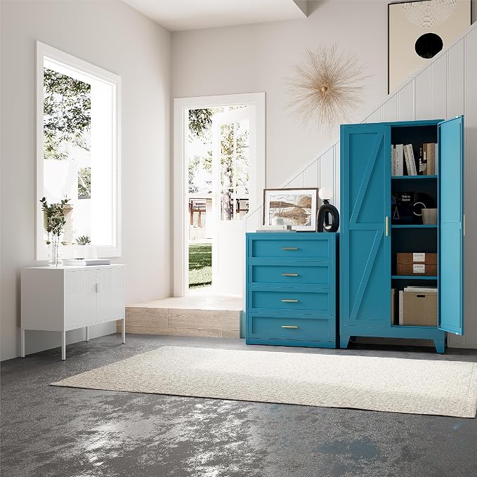61" H Kitchen Pantry Storage Cabinet, Farmhouse Pantry Cabinet, Tree Doors - Image 7