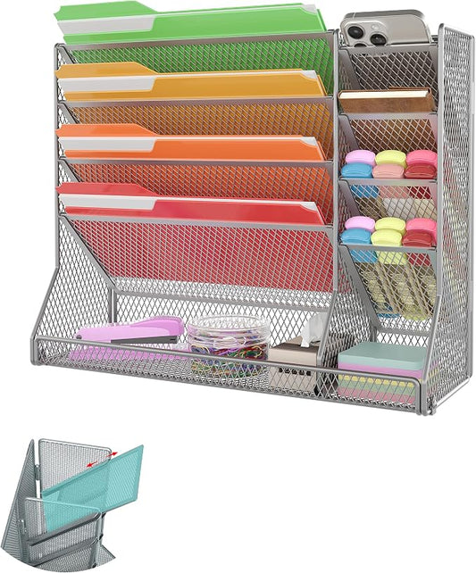 File Organizer Wall Mounted 4 Tiers Durable Adjustable Metal Vertical Hanging by Jakyitvi