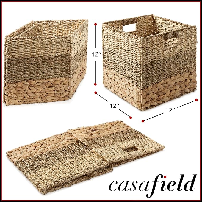Casafield 12" x 12" Mixed Weave Storage Baskets, Natural - Image 7