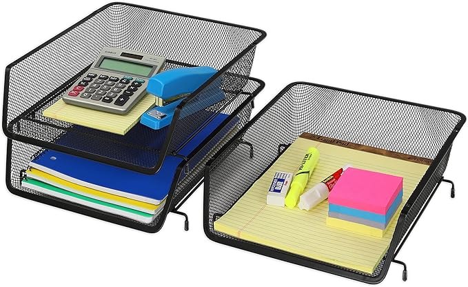 Simple Houseware Stackable Desk File Document Letter Tray Organizer, 3 Packs - Image 2