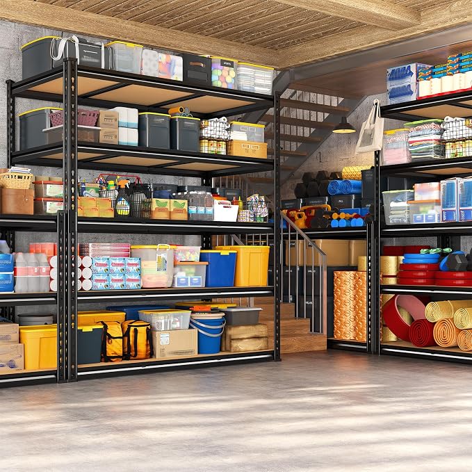 REIBII 48" W Garage Shelving 3080LBS Storage Shelves 5 Tier Industrial Shelving - Image 7