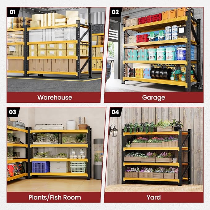 48" Wide Storage Shelves, 2000LBS Garage Shelving Heavy Duty, Standing Shelf - Image 6