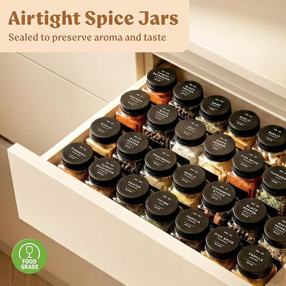 EDELHAUS Glass Spice Jars with Label and Black Aluminium Lids Spice Containers - Image 7