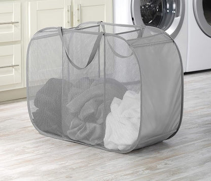 Whitmor Mesh Popup Laundry Hamper 3 Compartment Sortable Horizontal Collapsible - Image 2
