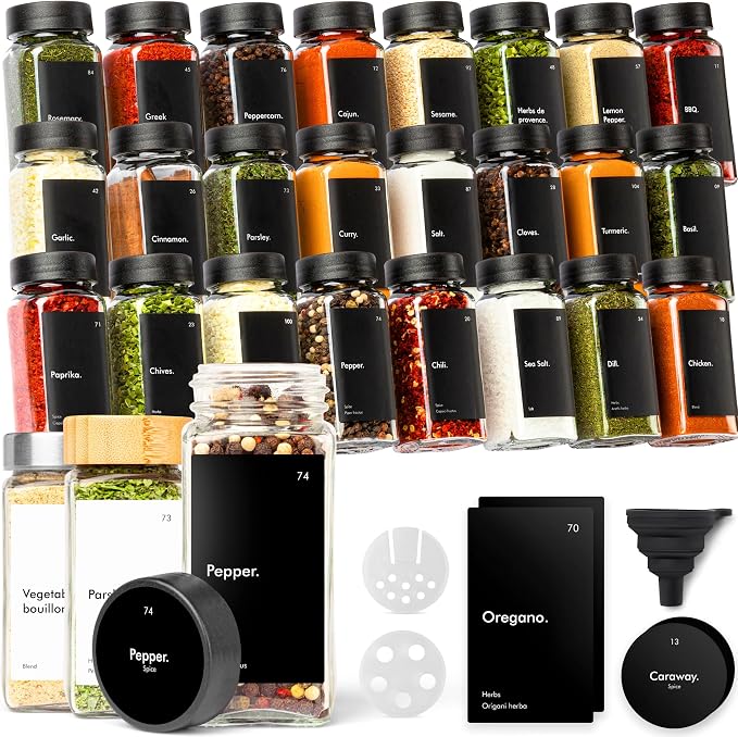 KIVY Glass Spice jars with Label & Shaker Lids Airtight Seasoning Containers by KIVY