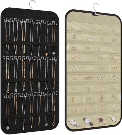 Hanging Jewelry Organizer Storage, 40 Pockets 36 Hooks Necklace Earring by DonYeco