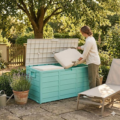 75 Gallon Outdoor Storage Deck Box, Weatherproof Resin Garden Storage Bin - Image 7