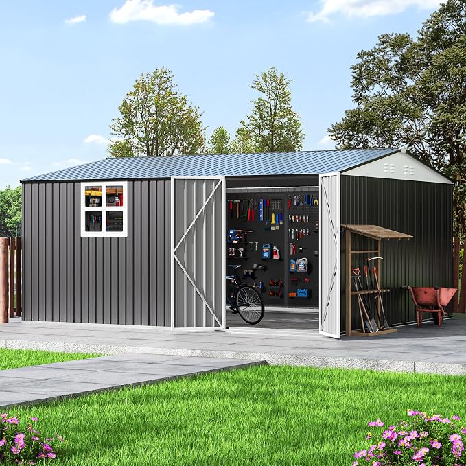 Polar Aurora 12X14 FT Metal Outdoor Storage Sheds by PolarAurora