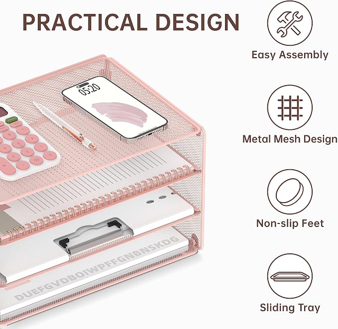 DALTACK 3 Tier Letter Tray Paper Organizer - Image 3