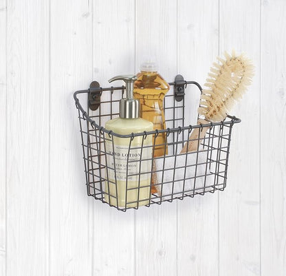 Spectrum Large Wall Mounted Wire Basket Industrial Gray Kitchen Wall Mount - Image 5