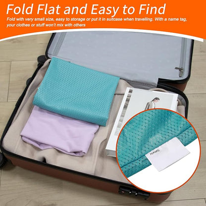 Polecasa Heavy Duty Diamond Mesh Laundry Bag, Aqua | Drawstring & ID Tag - Image 5