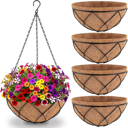 Hanging Baskets for Plants Outdoor, 4 Packs 12 Inch Metal Wire Hanging Planter by Unknown