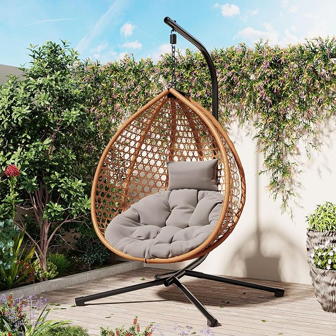 SOFTSEA Outdoor Wicker Egg Chair Hanging Basket Chair - Image 2