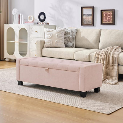 Huatean Home 43" Ottoman with Storage, Upholstered Entryway Bench with Seating by huateanhome
