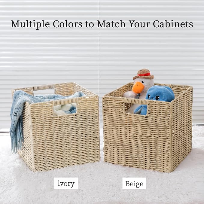 10.5 x 10.5 in Plastic Wicker Baskets - Image 5