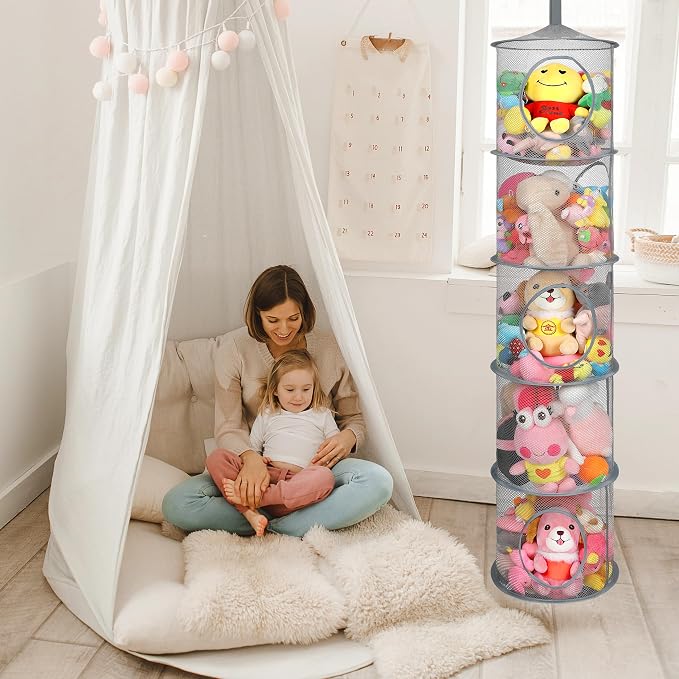 2Pcs Hanging Mesh Space Saver Bags Organizer, Foldable Storage Organizer 5 - Image 5