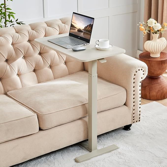 Overbed Table with Hidden Wheels, Height Adjustable Medical Bed Table Hospital by JYouHome