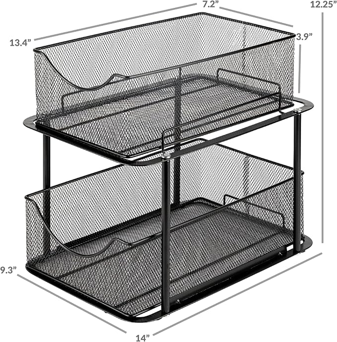 Sorbus 2 Tier Metal Under Sink Organizer - Image 3