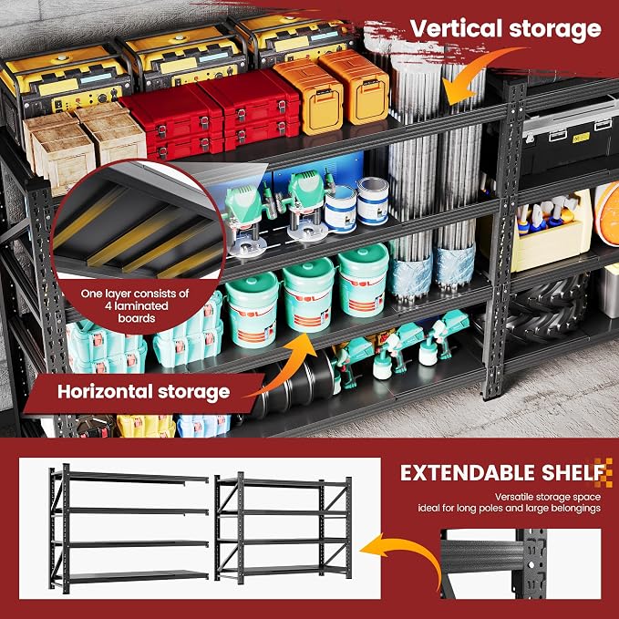60" Wide Storage Shelves, 5000LBS Garage Shelving Heavy Duty, Standing Shelf - Image 6