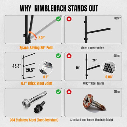 3-Tier Foldable Kayak Wall Mount Rack | Space-Saving Swing-Away Design - Image 7