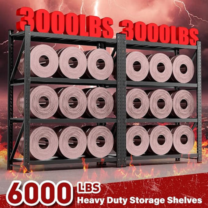 Set of 2 48" Wide Heavy Duty Garage Shelving Units, 3000LBS 24 Deep Storage - Image 3