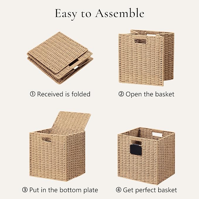 UBBCARE 4 Pack Wicker Basket, 12×12 Storage Cubes - Image 7