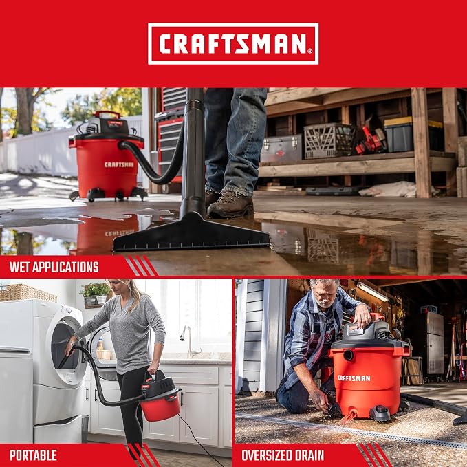 CRAFTSMAN CMXEVBE17596 20 Gal. 6.5 Peak HP Heavy Duty Wet/Dry Shop Vacuum - Image 5