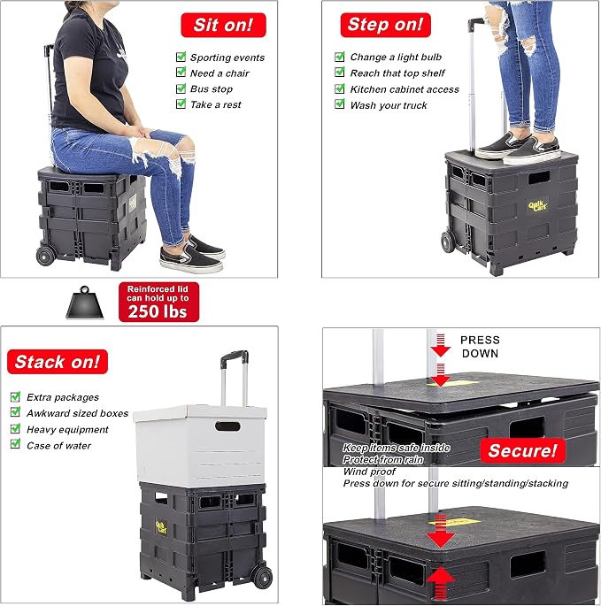 dbest products Quik Cart Sport Collapsible Rolling Crate on Wheels - Image 2