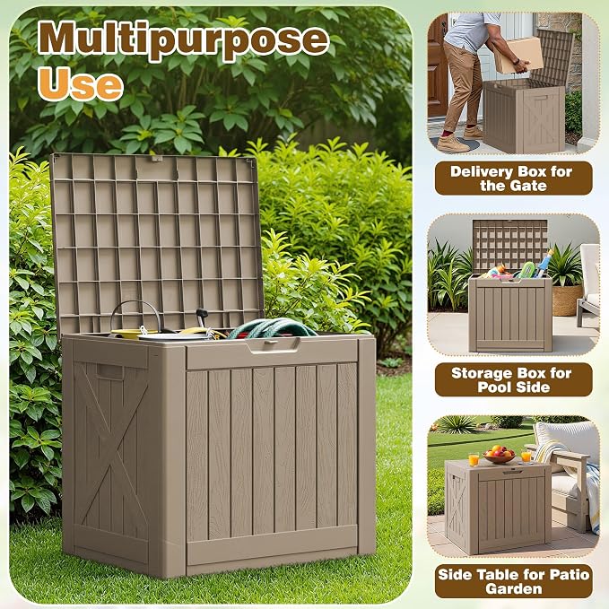 Flamaker Resin Deck Box 40 Gallon Waterproof Outdoor Storage Box | Indoor - Image 6