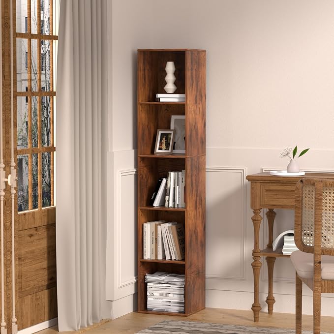 5 Cube Storage Organizer, 5 Tier Vertical Cube Bookcase Freestanding Storage - Image 8