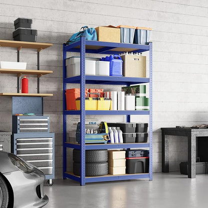 Yaheetech 5-Tier Heavy Duty Storage Shelves 35.5" W x 16" D x 71" H Blue | - Image 2
