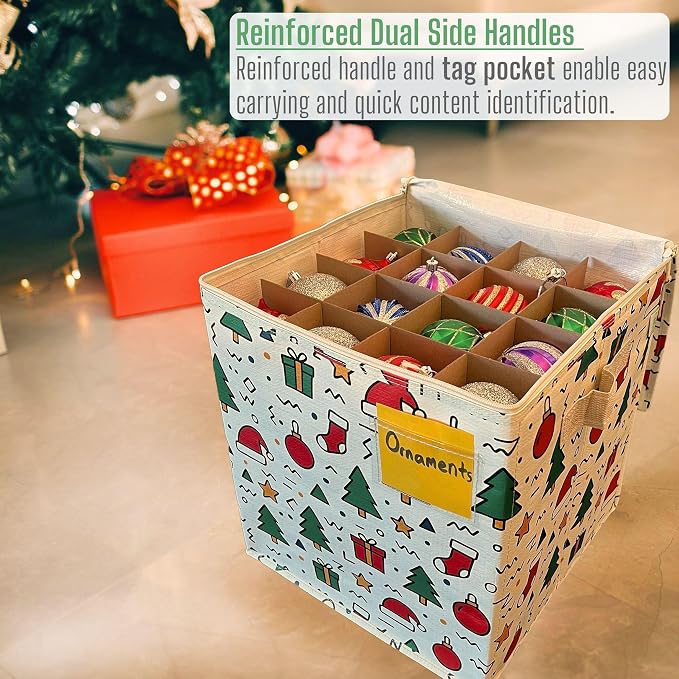 VENO 2 Pack Christmas Ornament Storage Box, Holiday Ornament Organizer - Image 5