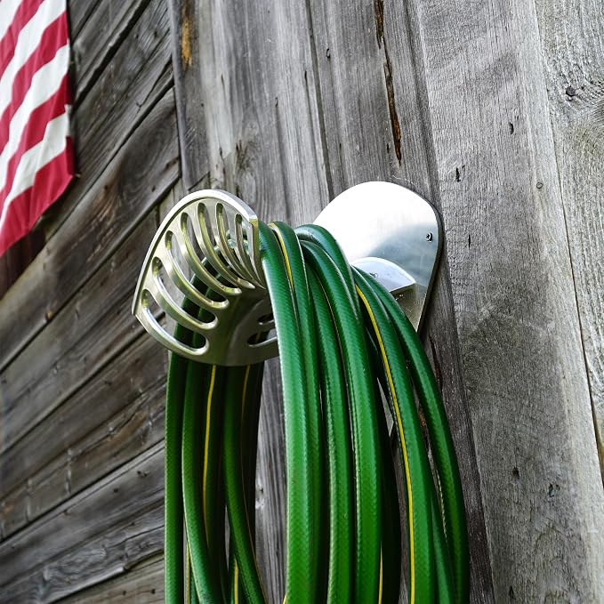 Hose Holder - Heavy Duty Aluminum Water Hose Hanger Wall Mount - Garden Hose - Image 9