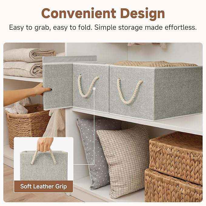 StorageWorks Storage Baskets for Shelves, Foldable Fabric Closet Storage Bins - Image 5