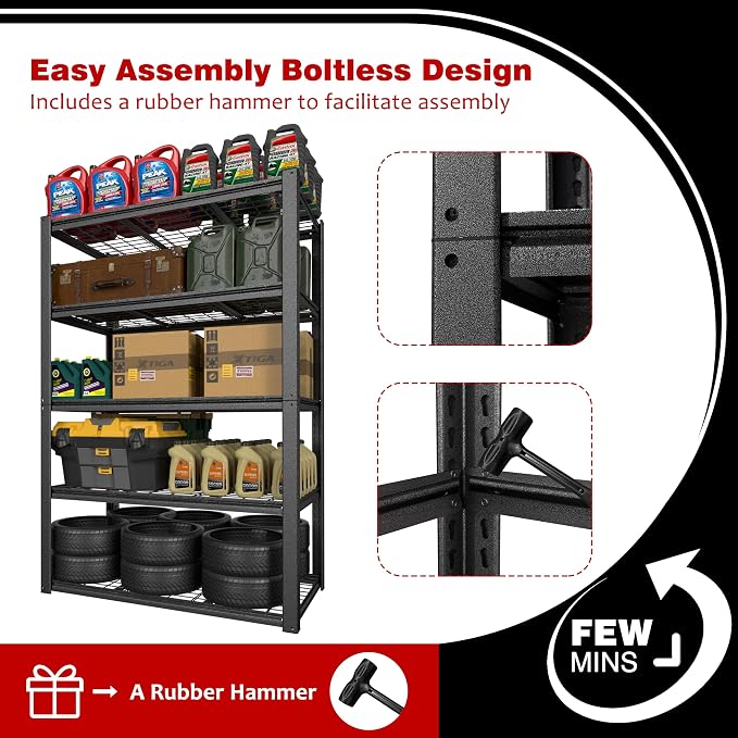 BlueWish Heavy Duty Adjustable Shelves, 24’’x48’’x72’’ Tool Utility Shelves - Image 5