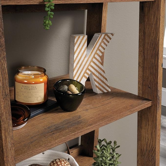 Sauder Trestle 5-Shelf Bookcase/ Book Shelf, Vintage Oak finish - Image 9