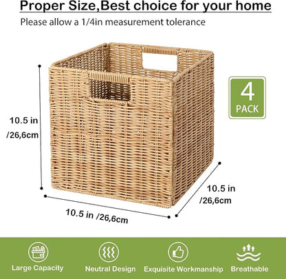 10.5 x 10.5 in Plastic Wicker Baskets - Image 3