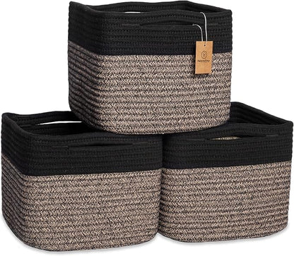 NaturalCozy Storage Cubes 9”x9”x7”Cotton Rope Woven Baskets by NaturalCozy