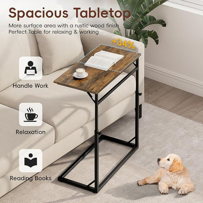 Vagusicc C Shaped End Table, Tall Side Table - Image 6