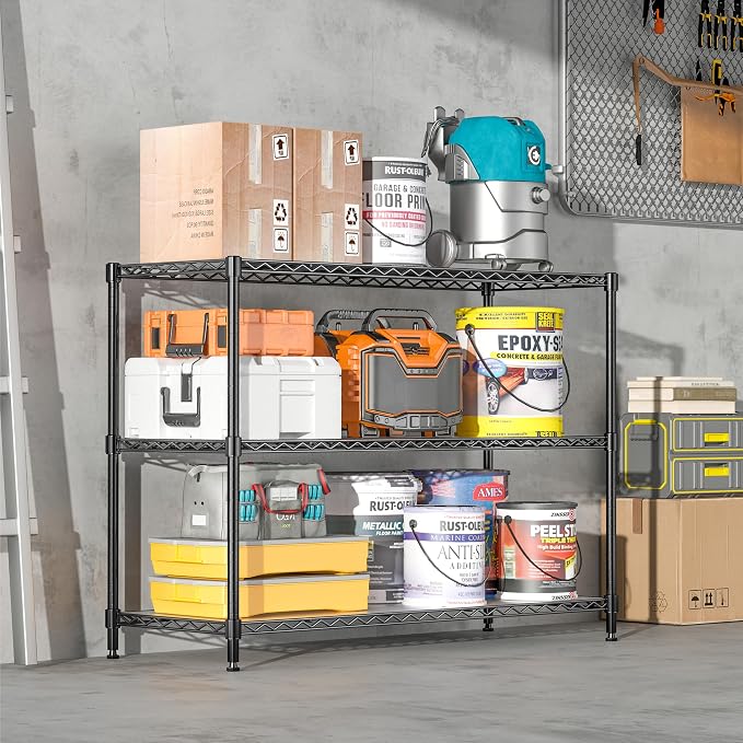 3-Shelf Adjustable Storage Shelves 36" W x 14" D x 36" H Metal Shelving Unit - Image 6