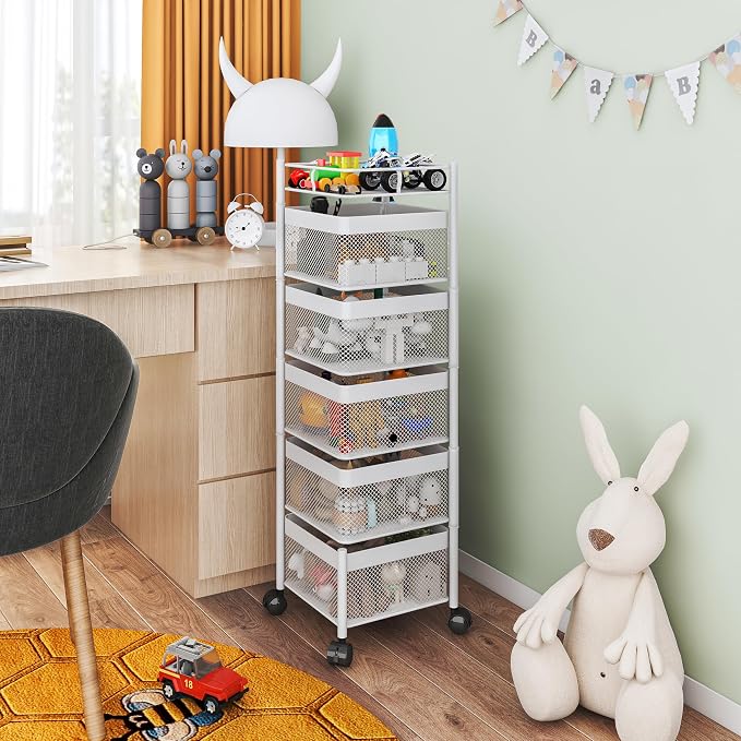 Fruit Basket for Kitchen No Assembly, Rotating Kitchen Storage Rack, Bathroom - Image 5