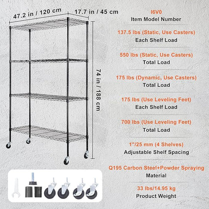 VEVOR Storage Shelving Unit, 4-Tier Adjustable Storage Shelves, Metal Shelves - Image 3