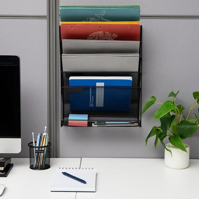 Mind Reader 5-Tier Vertical File Storage, Desktop Organizer, Wall Mount - Image 6
