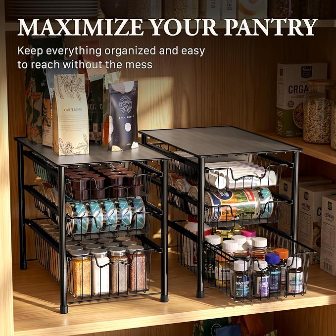 Simple Houseware Stackable 3 Tier Sliding Basket Organizer Drawer - Image 7