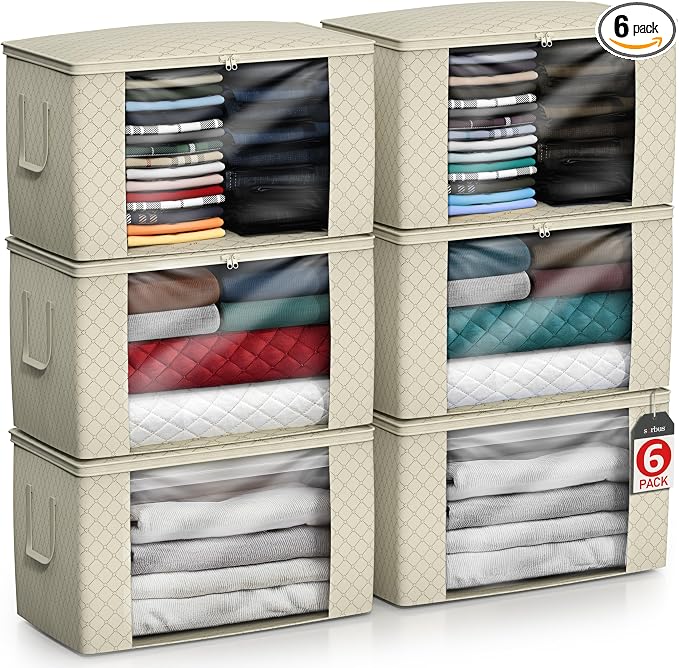 Sorbus Foldable Storage Bag Organizers, Large Clear Window & Carry Handles by Sorbus